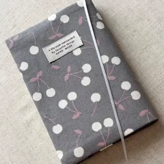 【ハヤカワ文庫_h014】ブックカバー チェリー柄 グレー