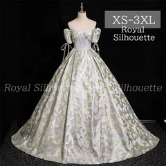 ドレス パーティードレス イブニングドレス グリーン 緑 オフショルダー 大きいサイズ 刺繍  レース 結婚式 パーティー 謝恩会 ロングドレス XS S M L XL LL 2XL XXL 3XL XXXL 披露宴 ボリューム 袖なし プリンセス 豪華