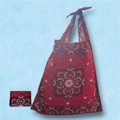☆新品未使用☆バンダナ柄エコバッグ オリーブグリーン ストラップ付き