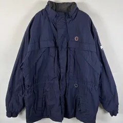 古着 90's/90年代 トミーヒルフィガー TOMMY HILFIGER ナイロンジャケット フリースライナー 大きいサイズ フード付 XXL  ネイビー メンズ