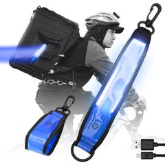 HAPPYJOINT NIGHT-MARKER CHARGE ブルー USB 充電式 LED リフレクター キーホルダー ライト カラビナ 防滴 点灯 点滅 反射 1