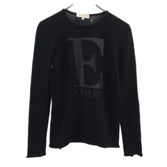 エンポリオアルマーニ イタリア製 ウールブレンド ニット 46 ブラック系 Emporio Armani 長袖 セーター ロゴ レディース 【中古】  【231014】