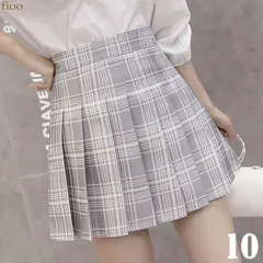 10.グレーｘホワイト  インナーパンツ フレアスカート