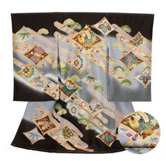 松葉菱 刺繍宝尽し 友禅 ぼかし染め お宮参り 着物 男の子 初着 産着 のしめ 絹100% 友禅　25322
