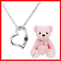 【送料無料 】9月誕生石 サファイア・ピンクベア [シアーズ] 天然ダイヤ ハート ネックレス レディース テディベア ぬいぐるみセット 9月 サファイア ピン
