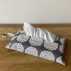 ボックスティッシュカバー【フラワーグレー】