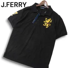 【新品 未使用】 J.FERRY MEN ジェイフェリー 春夏 刺繍★ 半袖 鹿の子 ポロシャツ Sz.48 メンズ 黒