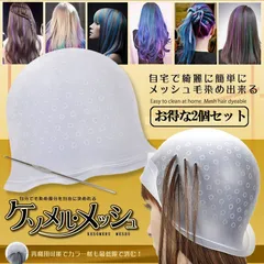 メッシュキャップ 2枚セット ヘアカラー 毛染め ハイライトキャップ ブリーチ 髪 シリコン素材 カラーリング 不要な染めを避ける 洗って使える 半透明のサムネイル
