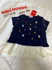 262ミキハウスmikihouse90size うさこちゃんお花オール刺繍総柄Tシャツ