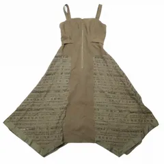 美品 ジルスチュアート JILL STUART ジャネットジャンパースカート ワンピース ドレス ロング マキシ丈 切替 2 カーキ 092-1140008/10YBA7 レディース