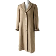 美品◎正規品 LEONARD FASHION レオナール ファッション アンゴラ×ウール 超ロングコート 一部レオパード柄 ブラウンベージュ系 9ARのサムネイル
