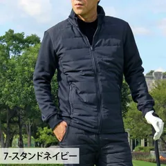 ゴルフジャケット メンズ ゴルフウェア ダウンジャケット 暖か裏起毛ボアフリース アウター ブルゾン ストレッチ ジャージ スタンド パーカー ジップアップ スポーツウェア 秋冬 jkt168 7-スタンドネイビー