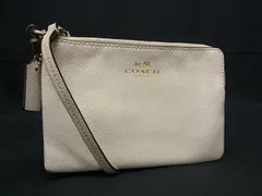 COACH コーチ F53429 レザー リストレット ポーチ マルチケース 小物入れ レディース ライトベージュ系 DF5736