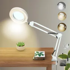 【特価商品】Nazano 拡大鏡 スタンド ライト付きルーペ ライト付き72個led卓上ルーペ 8倍の倍率拡大鏡 White