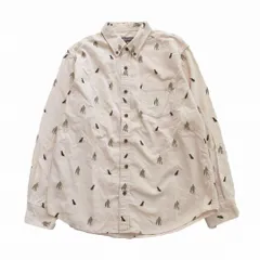 Eddie Bauer エディーバウアー 総柄 コーデュロイ ボタンダウンシャツ 長袖 トップス ホワイト サイズM メンズ 【中古】