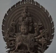 ヴィンテージ 大型 大理石彫刻 観音菩薩像 仏像 木製台座付き 置物 オブジェ ヴィンテージ 大型 大理石彫刻 観音菩薩像 仏像 木製台座付き