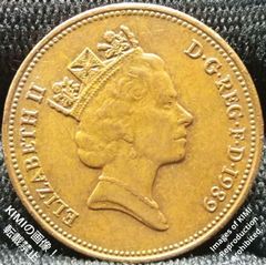 2 ペンス 銅貨 1989 エリザベス 2世 3番目の肖像画 コイン 古銭 貨幣芸術 Coin Art 硬貨 英国 イギリス  2 Pence 1989 Elizabeth II 3rd portrait United Kingdom Bronze