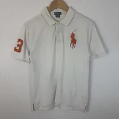 90s Polo by Ralph Lauren ラルフローレン ポロシャツ 半袖 ビッグポニー 袖ナンバー ホワイト Lサイズ メンズ 古着 アメカジ ストリート