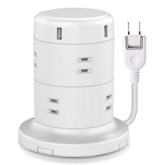 【即日発送】2m ほこりシャッター 雷ガード 固定パーツ付 ] ホワイト USB×5ポート & 8個口 [ ECT-0620WH 延長コード タワー型 電源タップ エレコム