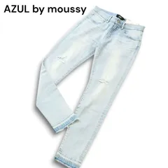 新品 AZUL by moussy アズール マウジー カットオフ ダメージ加工 ストレッチ デニム スキニー パンツ ジーンズ Sz.M メンズ