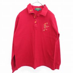 ケンゾー KENZO GOLF ヴィンテージ ポロシャツ カットソー ゴルフウェア 刺繍  赤 a791587