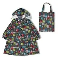 [kids foret] キッズレインコート 新幹線 キッズ 子供 男の子 通園 通学 ランドセル対応 撥水加工 ドクターイエロー こまち はやぶさ 収納バッグ (BL ブラック, L 130-140cm) [BL ブラック] [L]