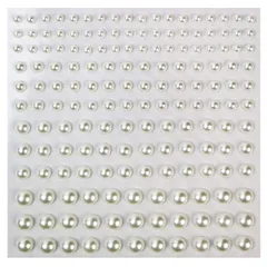特価商品 076 ラインストーンシール(デコシール) パールタイプ 3～6ミリ【パール】