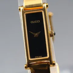 77【美品】　VINTAGE  GUCCI 　１５００L　GOLD　グッチ　ゴールド　クォーツ　ゴールド　黒文字盤　レディース時計