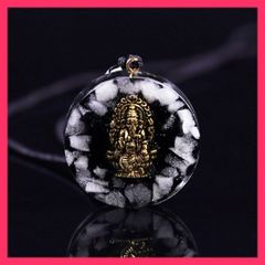 千手観音トップ×オニキス×水晶パワーストーンネックレス 数珠 個人 