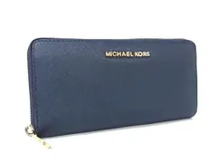 MICHAEL KORS マイケルコース レザー ラウンドファスナー 長財布 ウォレット 札入れ 小銭入れ カード入れ ネイビー系 DI3301