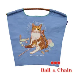 【正規品】 ボールアンドチェーン (ベイビーキャット /Zブルー) Mサイズ  トートバッグ エコバッグ 刺繍 猫 ネコ 青 水色