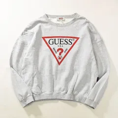 2024年最新】古着 スウェット 90s USA製 GUESS ゲス ロゴ 刺しゅう 2段