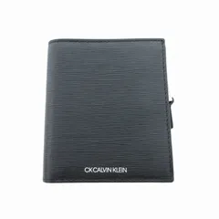 シーケーカルバンクライン ck Calvin Klein 二つ折り財布 コンパクトウォレット L字ファスナー レザー 黒 ブラック /HO□ 0407