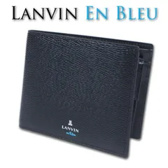ランバンオンブルー LANVIN en Bleu 牛革 二つ折り財布 ワグラム メンズ ブラック 黒 定価16,500円 レザー スリム 薄型 本革 型押し ギフト プレゼント 無料ラッピング可能