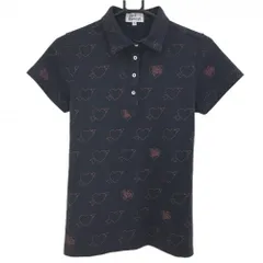 ★特価★【美品】ジャックバニー 半袖ポロシャツ ネイビー×レッド ハート レディース 1(M) ゴルフウェア Jack Bunny