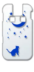 【新品未使用】キッズケータイ SH-03M docomo クリア ハードケース (ネコと月(ブルー)) ネコ 月 星 夜空 cl-sh03m-77