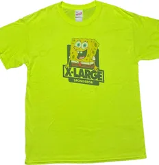 レア XLARGE × SPONGEBOB コラボレーション 半袖プリントTシャツ 蛍光イエロー Lサイズ