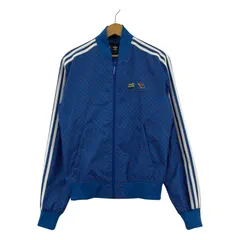 adidas  アディダス 袖ライン ジップアップジャケット sizeUk Ｓ/ブルー×オレンジ