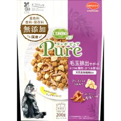 （まとめ買い）日本ペットフード コンボ ピュア キャット 毛玉排出サポート まぐろ味・鶏肉・かつお節添え 200g 猫用フード 【×12セット】