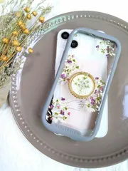 iPhoneケース　スマホケース　ハンドメイド　押し花携帯ケース