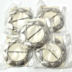ば23【希少まとめ売り】アンティーク バックル 5個セット 金属パーツ ◇バッグ修理・ベルトリメイク・衣装製作・手芸資材 丸型花モチーフ レトロ
