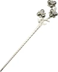 Miaomyao ミャオミャオ 簪 かんざし 一本 和装 留袖 着物 髪飾り 金属 ペア カップル アンティーク フラワー 桃の花 モチーフ パール シルバー ヘアアクセサリー(GrayPearl,  ワンサイズ)