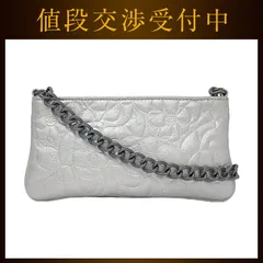 シャネル アクセサリーポーチ シルバー カメリア レア 美品 レザー メタル