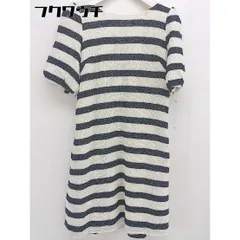 ◇ 31 Sons de mode ボーダー ラメ ニット 半袖 ミニ チュニック ワンピース サイズ 38 アイボリー ブラック レディース  【1109160010993】