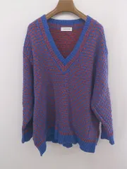 ◇ Simplicite シンプリシテェ 総柄 ジャガード 長袖 ニット セーター ブルー系 ブラウン系 レディース E  【1304140013340】