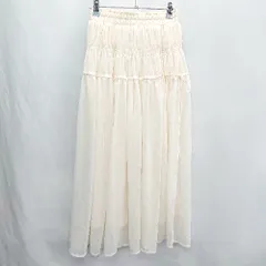 ◇ ⊂ MAJESTIC LEGON マジェスティックレゴン ウエストゴム ロング丈 フレア スカート サイズM アイボリー レディース E  【1502060045216】