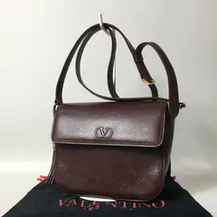 2508-328｜ヴァレンティノ ショルダーバッグ レザー ダークブラウン
