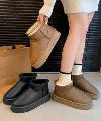 ムートンブーツ 厚底 裏起毛ブーツ 冬靴