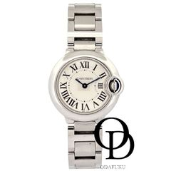 【ODAFUKU】【おだ福】【オダフク】【おだふく】 【中古】カルティエ Cartier バロンブルーSM Ballon Bleu SM シルバー ローマ W69010Z4 クォーツ ホワイト レディース 腕時計
