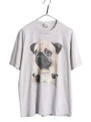 【お得なクーポン配布中!】 90s 00s ドッグ アート イラスト プリント Tシャツ メンズ レディース L 古着 オールド 犬 アニマル シングルステッチ グラフィック グレー